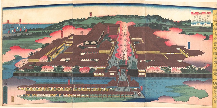 A print of the Miyozaki Brothel District in Yokohama