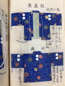 A blue robe with floral pattern